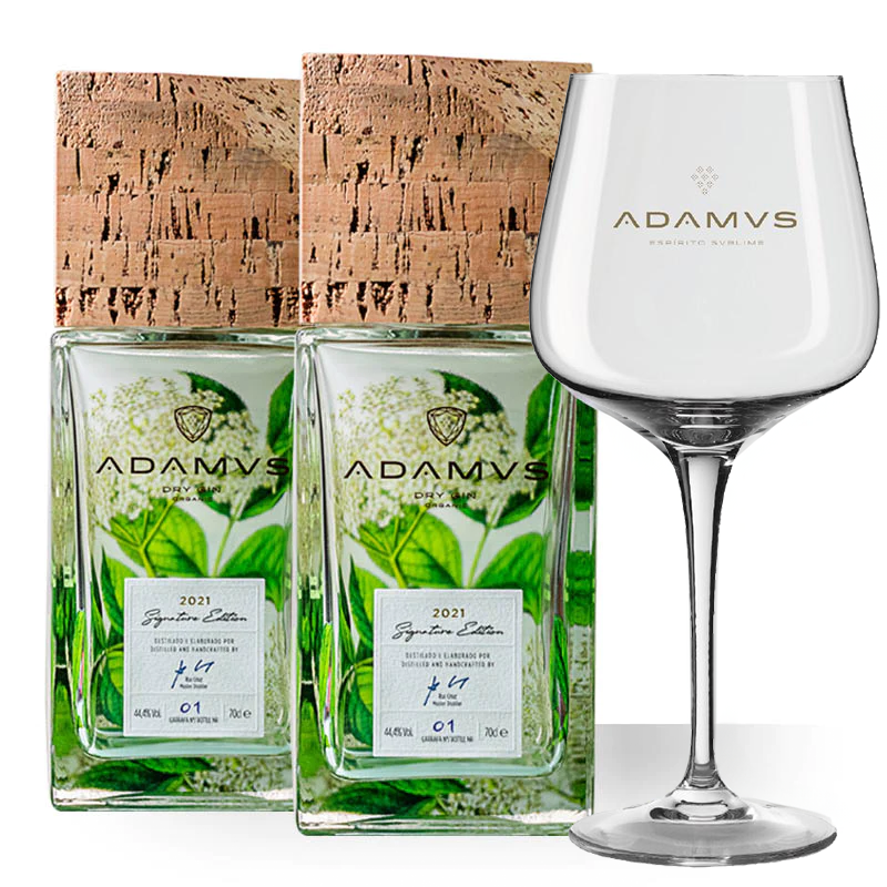Adamus Signature Glass Pack - 2 Organic Dry Gin Signature Edition 2021 + 1 Free Glass