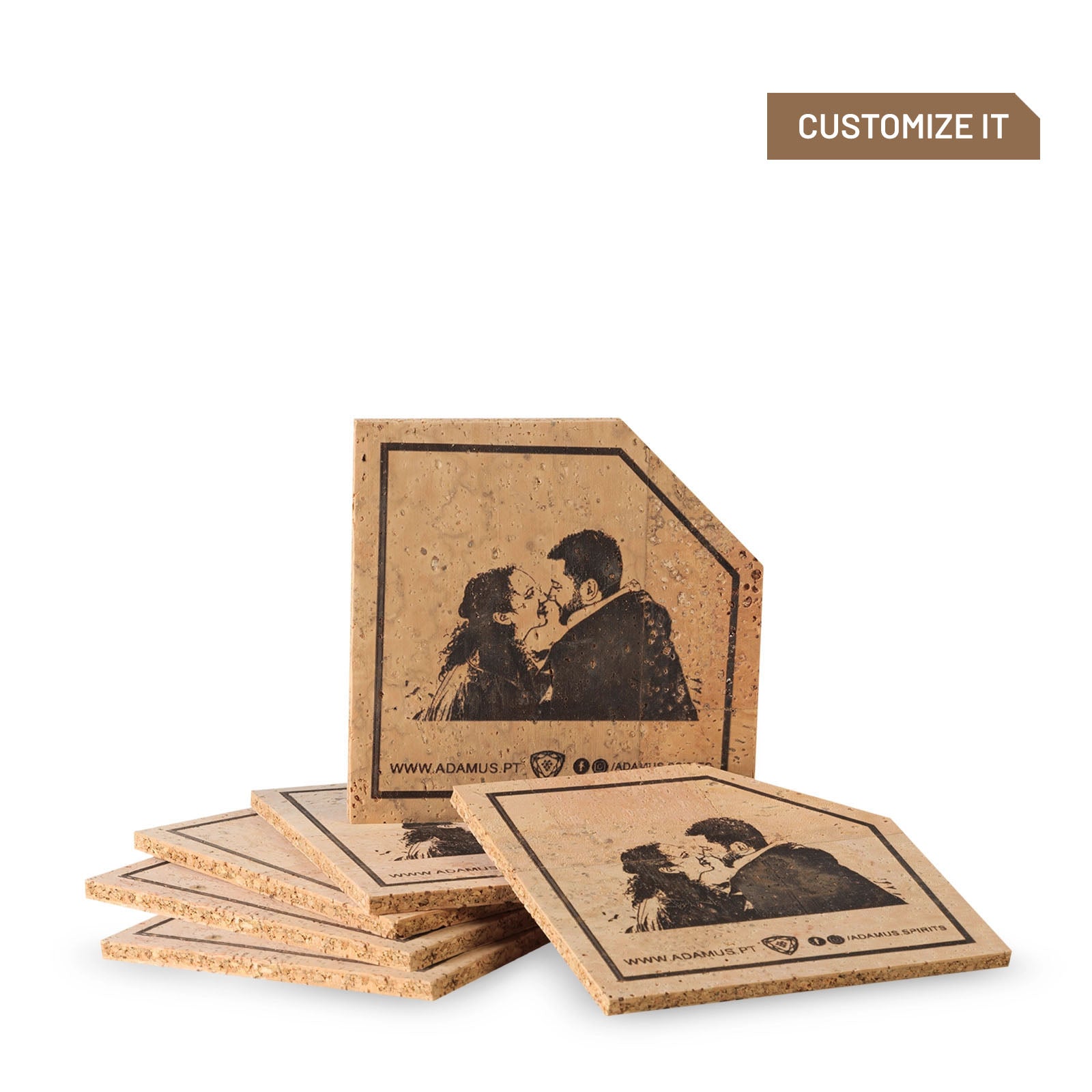 Pack of 6 Adamus Customized Cork Coasters